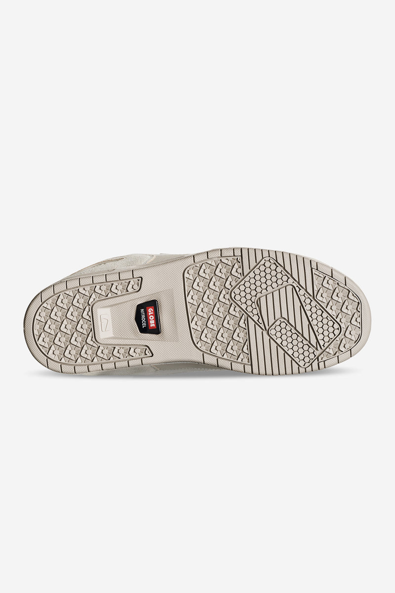 Bottom view of CT-4 Grey sneaker showing textured outsole and logo plate.