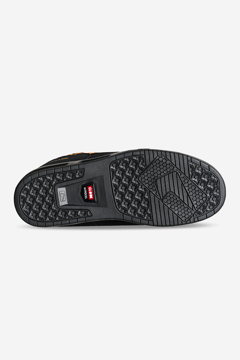 Outsole view of CT-4 Leopard shoe highlighting tread pattern and Globe branding