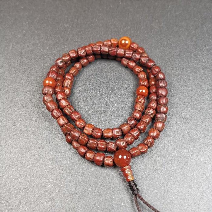 Cypress Seed Beads Mala,0.26" - Tibetan Buddhist mala beads, front view