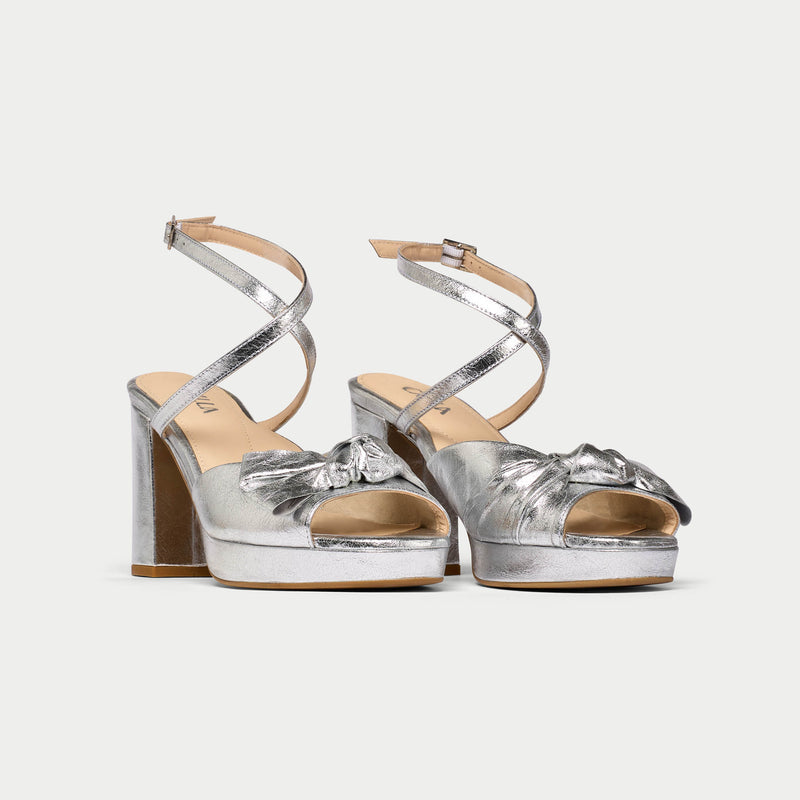Daisy - High-Shine Silver Metallic Block Heels