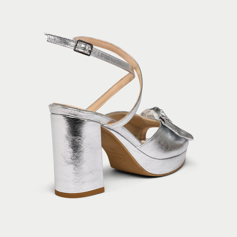 Daisy - High-Shine Silver Metallic Block Heels