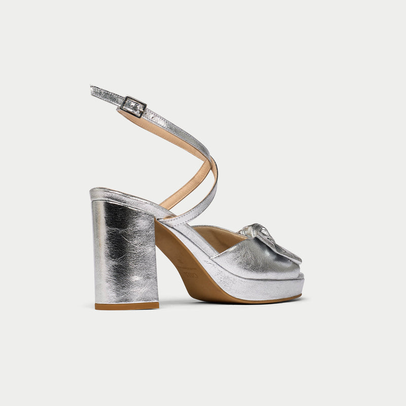 Daisy - High-Shine Silver Metallic Block Heels