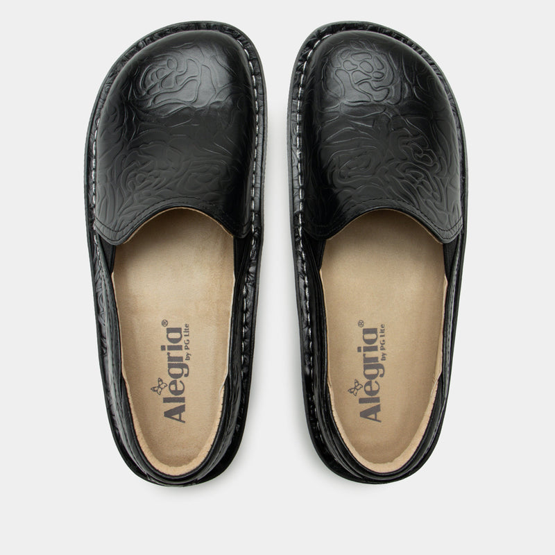 Debra Black Embossed Rose Shoe | Alegria Shoes