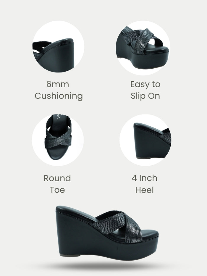 Delis Black Wedge Heels