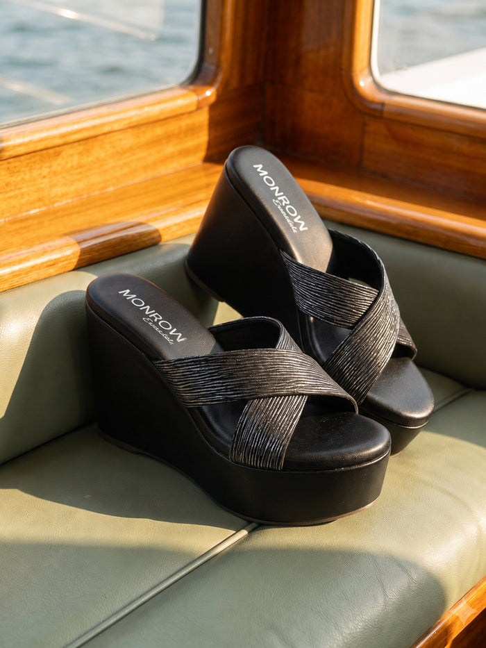 Delis Black Wedge Heels