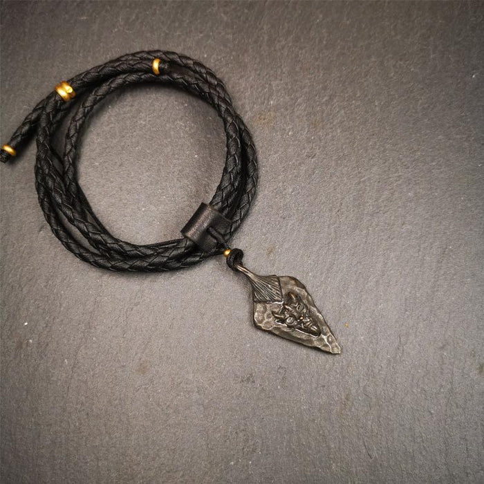 Demon Amulet 1.8" - Tibetan Buddhist amulet, close-up detail