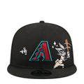 Black baseball cap with blue Arizona A logo and Bugs Bunny graphic