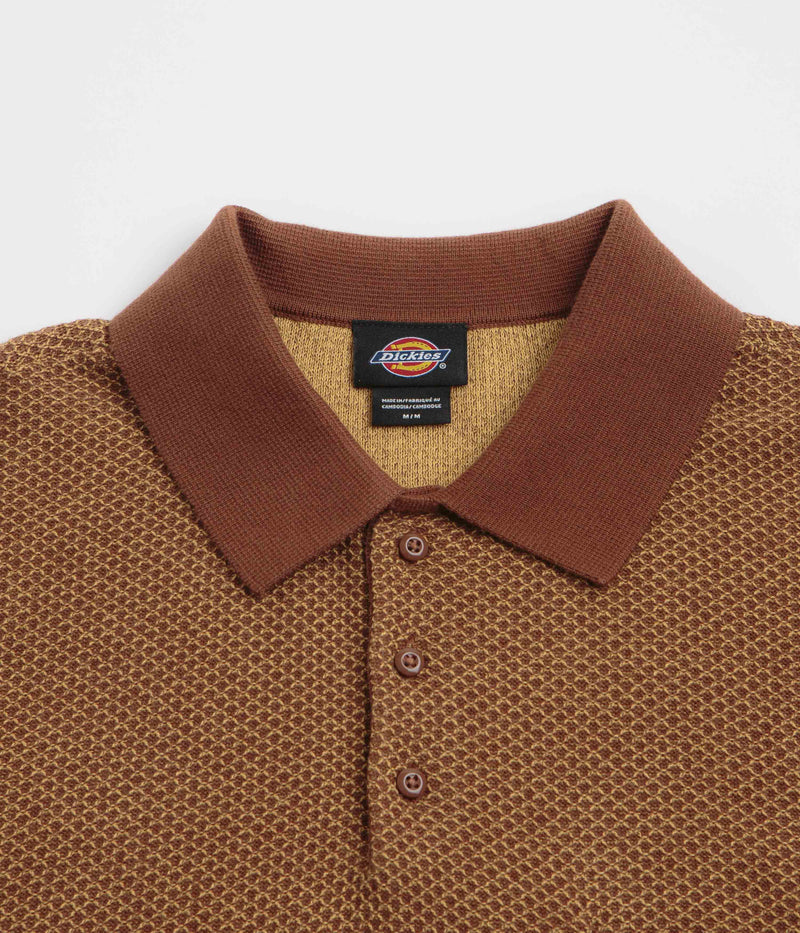 Dickies Rocky Knit Short Sleeve Polo Shirt in Oak Buff