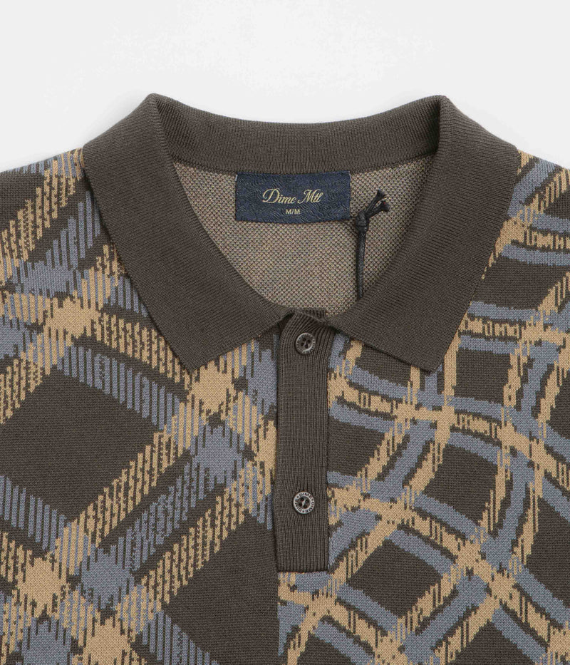 Dime Antique Polo Shirt in Brown Multi