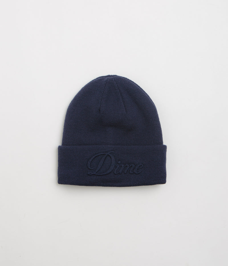 Dime Cursive Fold Beanie in Navy