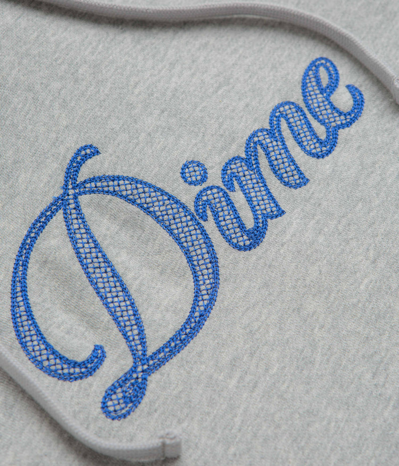 Dime Cursive Logo Hoodie in Heather Grey