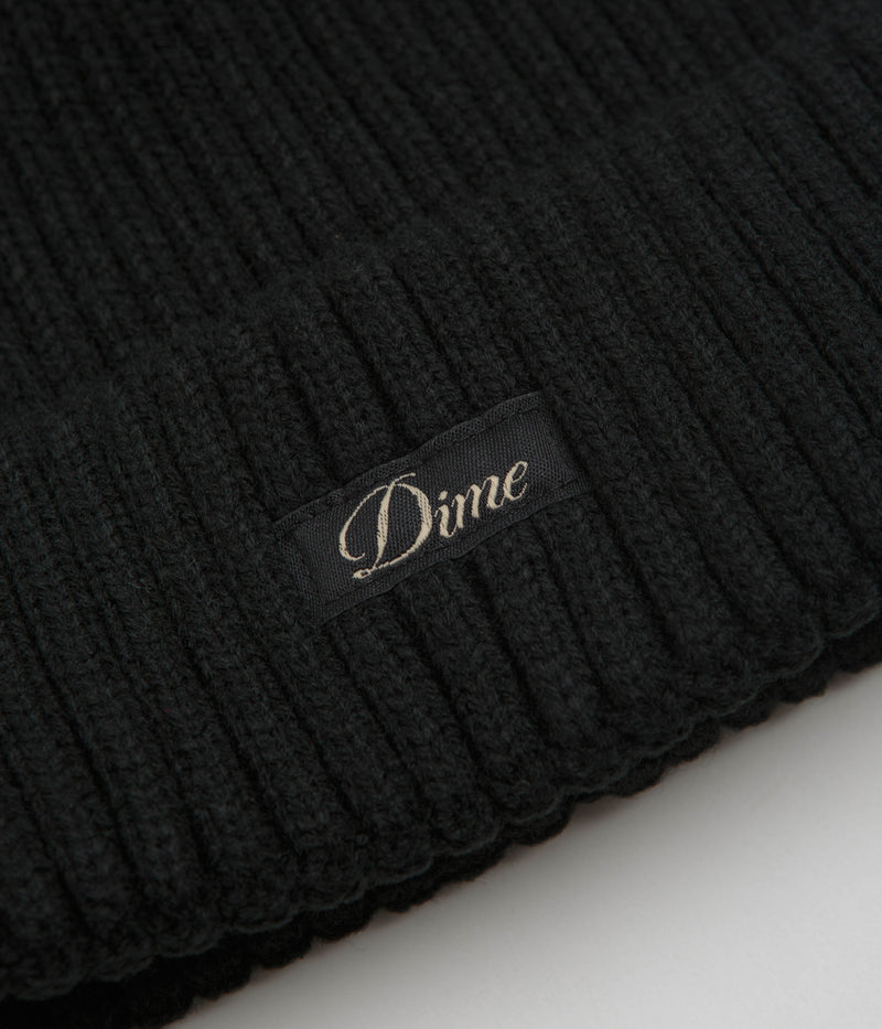 Dime Cursive Rib Beanie in Black