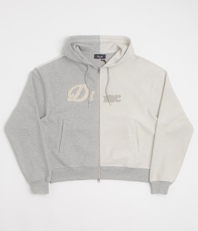 Dime Reverse French Terry Full Zip Hoodie in Heather Grey