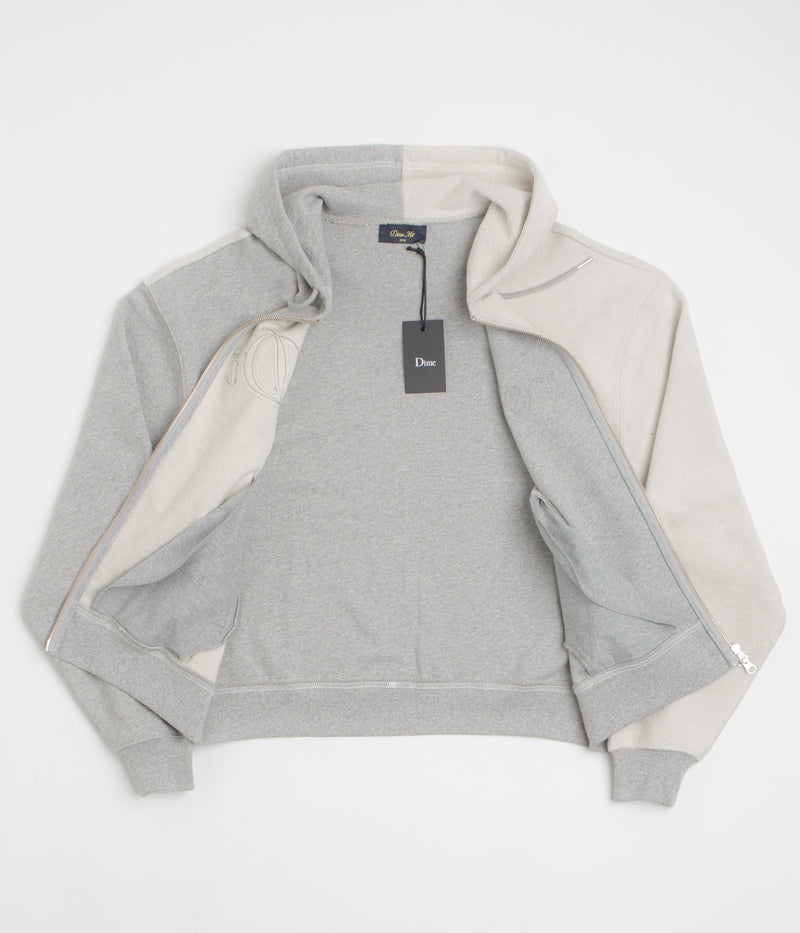 Dime Reverse French Terry Full Zip Hoodie in Heather Grey