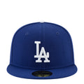 Royal blue baseball cap with white LA monogram front