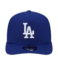 Royal blue A-frame baseball cap with white LA letter logo and side patch