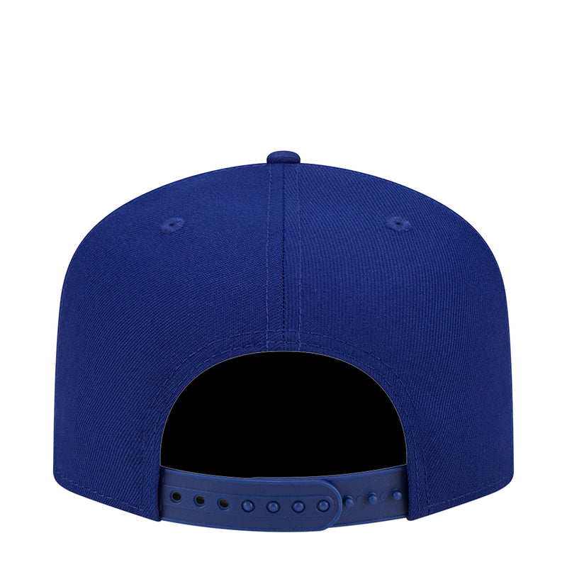 Royal blue A-frame baseball cap with open back and adjustable strap