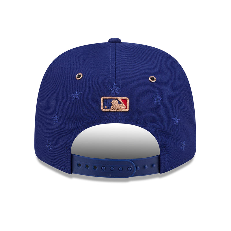 Blue baseball cap back with MLB shield patch and subtle star pattern