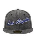Heather gray baseball cap with blue 'Los Angeles' script front