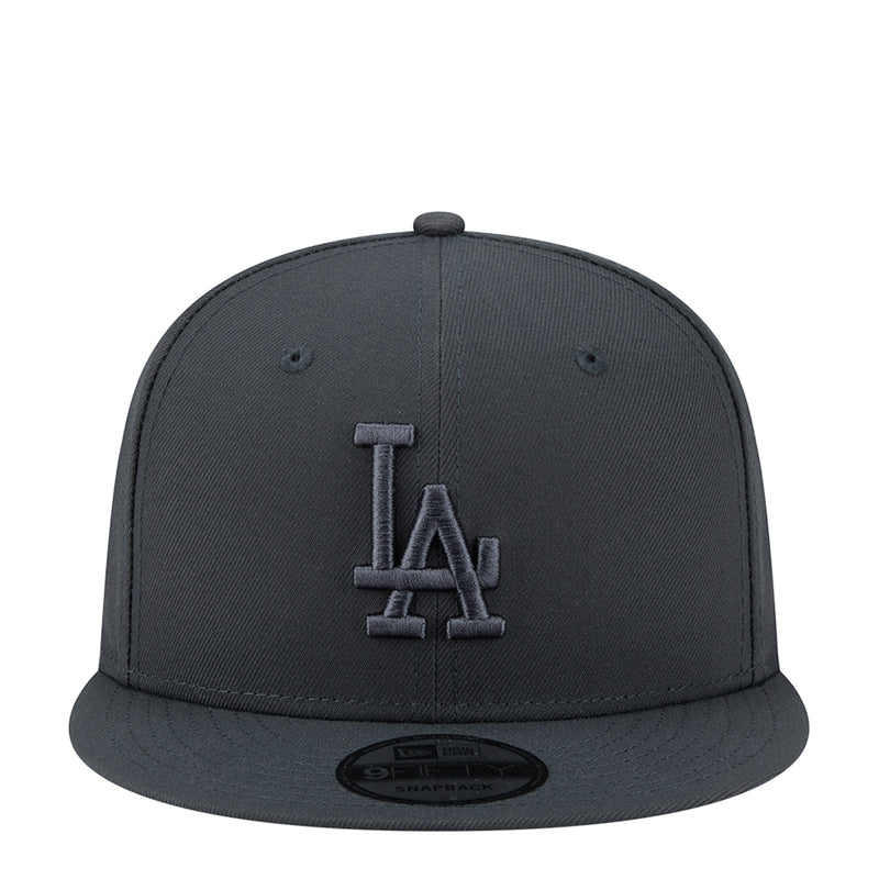 Dark charcoal baseball cap with tonal LA embroidery on the front
