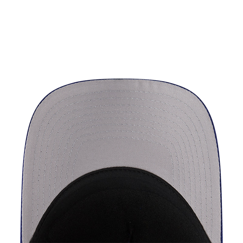 Baseball cap interior view with light gray lining and black underbrim