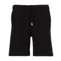 Black youth double-knit shorts with elastic waistband and drawstring