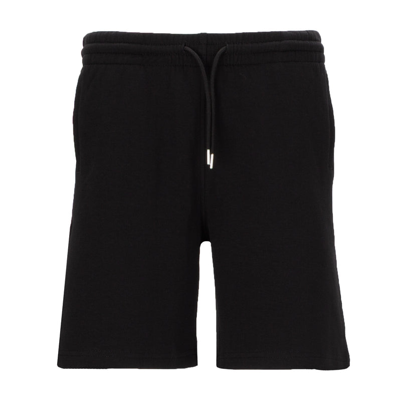 Black youth double-knit shorts with elastic waistband and drawstring