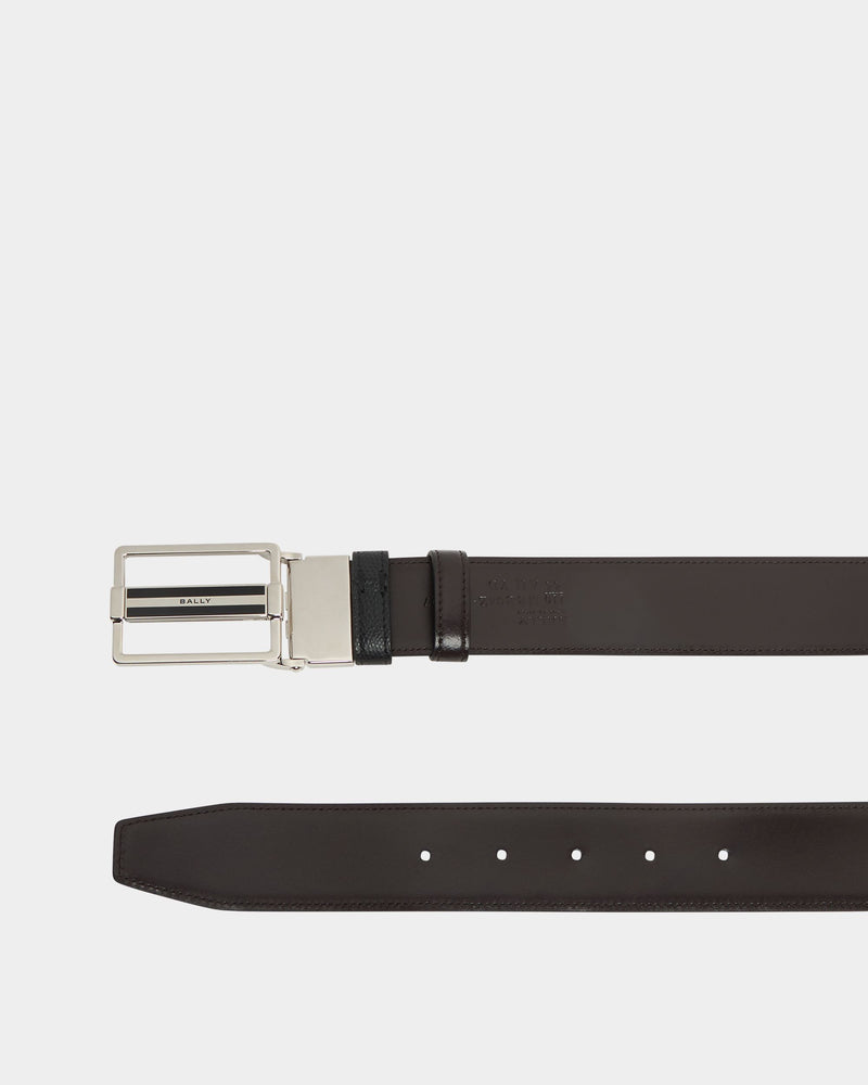 Dress Adjustable And Reversible Belt in Black and Ebano Leather