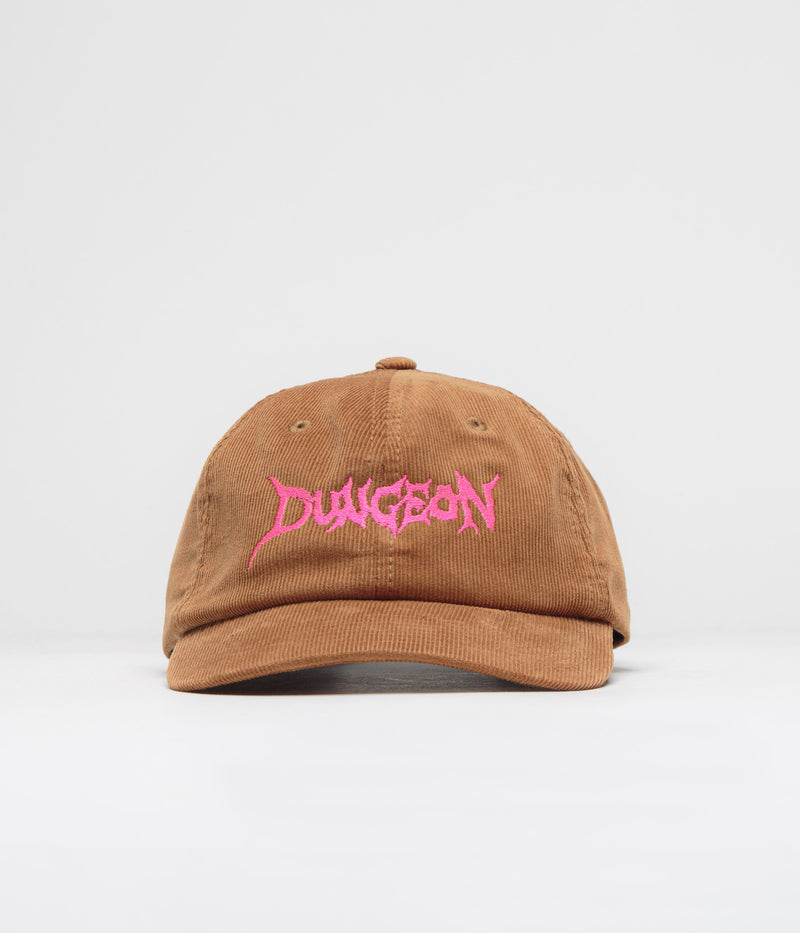 Dungeon Embroidered Logo Cap in Camel and Neon Pink