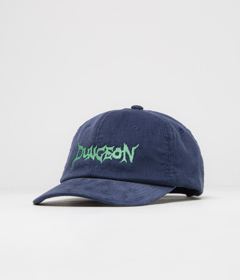 Dungeon Embroidered Logo Cap in Navy and Electric Green
