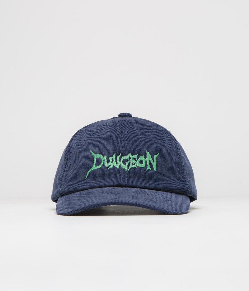 Dungeon Embroidered Logo Cap in Navy and Electric Green