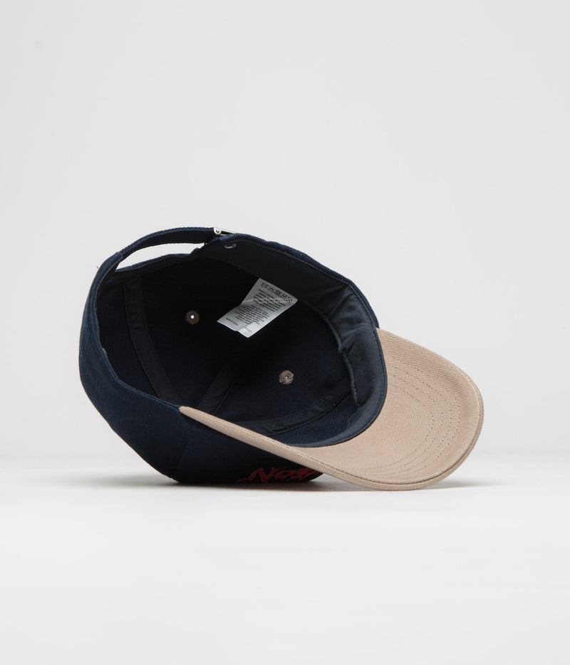 Dungeon Embroidered Logo Cap in Navy Taupe and Neon Orange