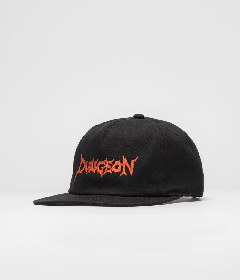 Dungeon Organic Logo Cap in Black and Neon Orange
