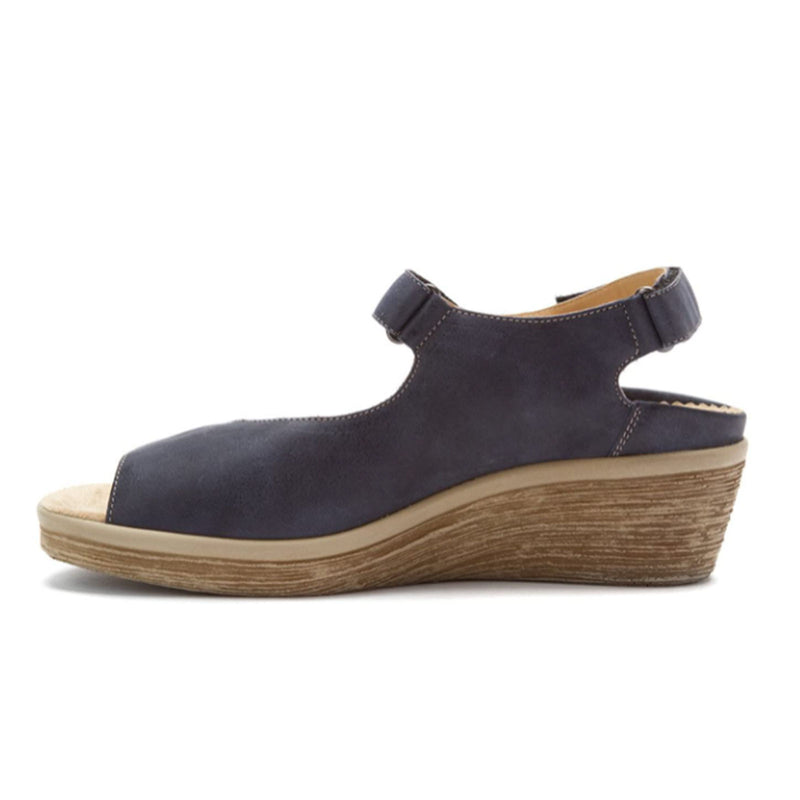 Durea Cheryl Wedge Sandal (Women) - Blue Sandal - Backstrap - The Heel Shoe Fitters