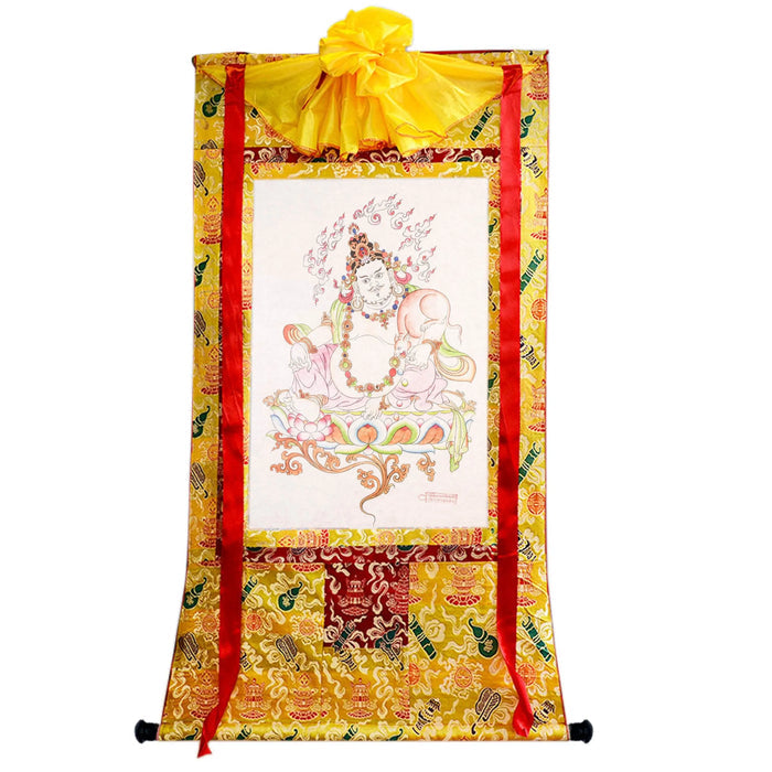 Dzambhala,Yelllow Jambhala,Woodblock Thangka Art - Tibetan thangka painting, view 5