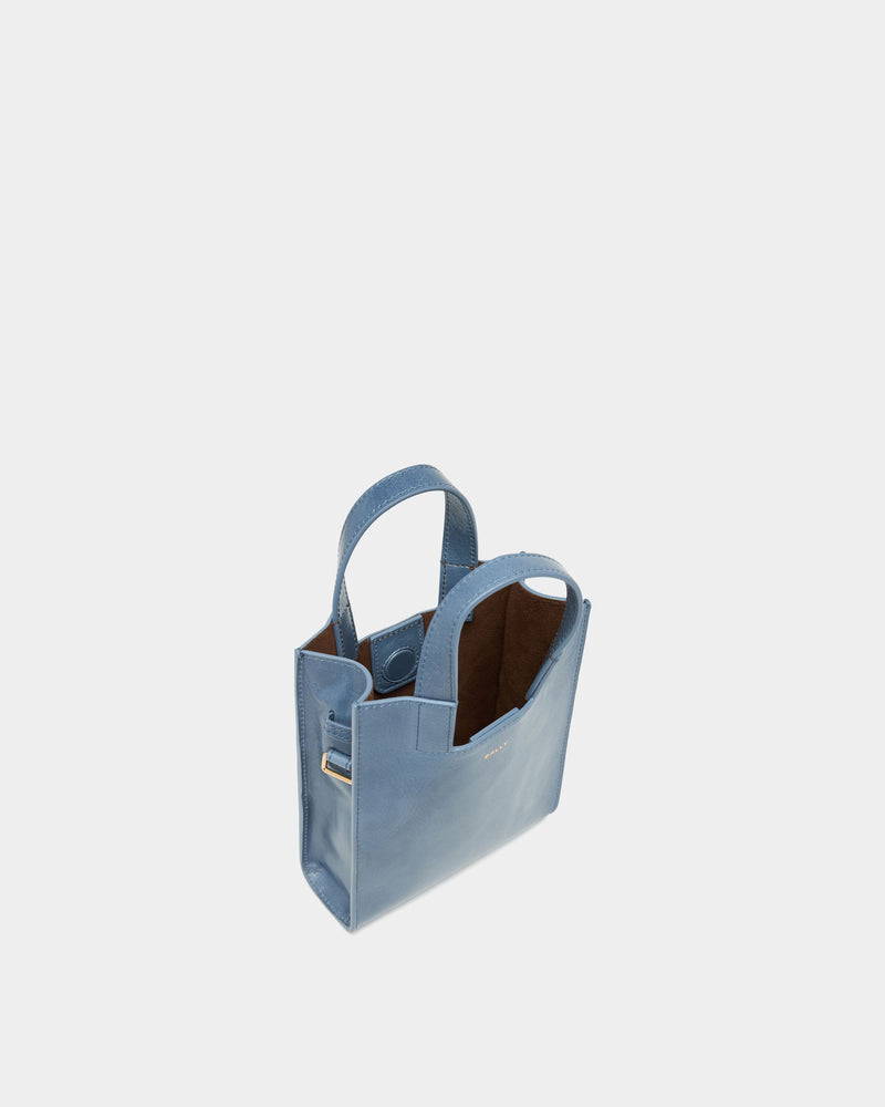 Easy Bally Small Tote Bag in Light Blue Leather