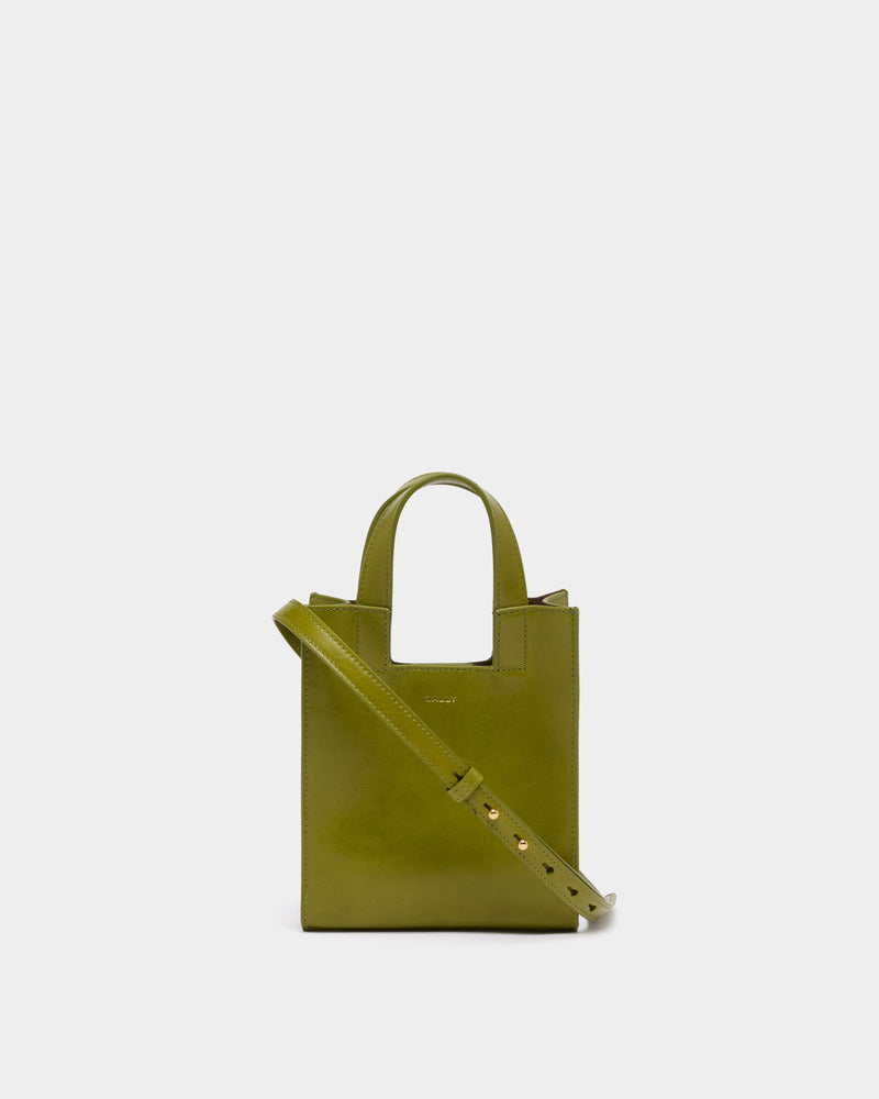 Easy Bally Small Tote Bag in Matcha Green Leather