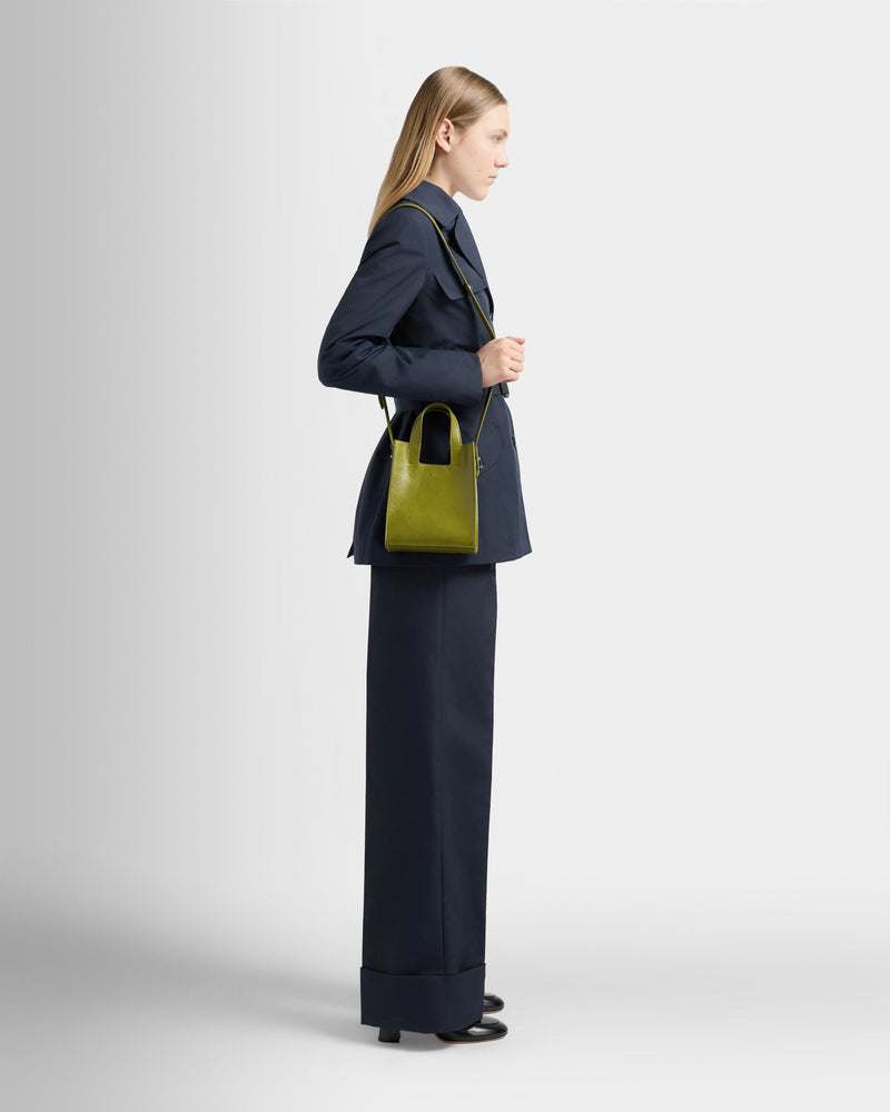 Easy Bally Small Tote Bag in Matcha Green Leather