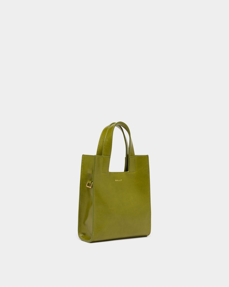 Easy Bally Small Tote Bag in Matcha Green Leather