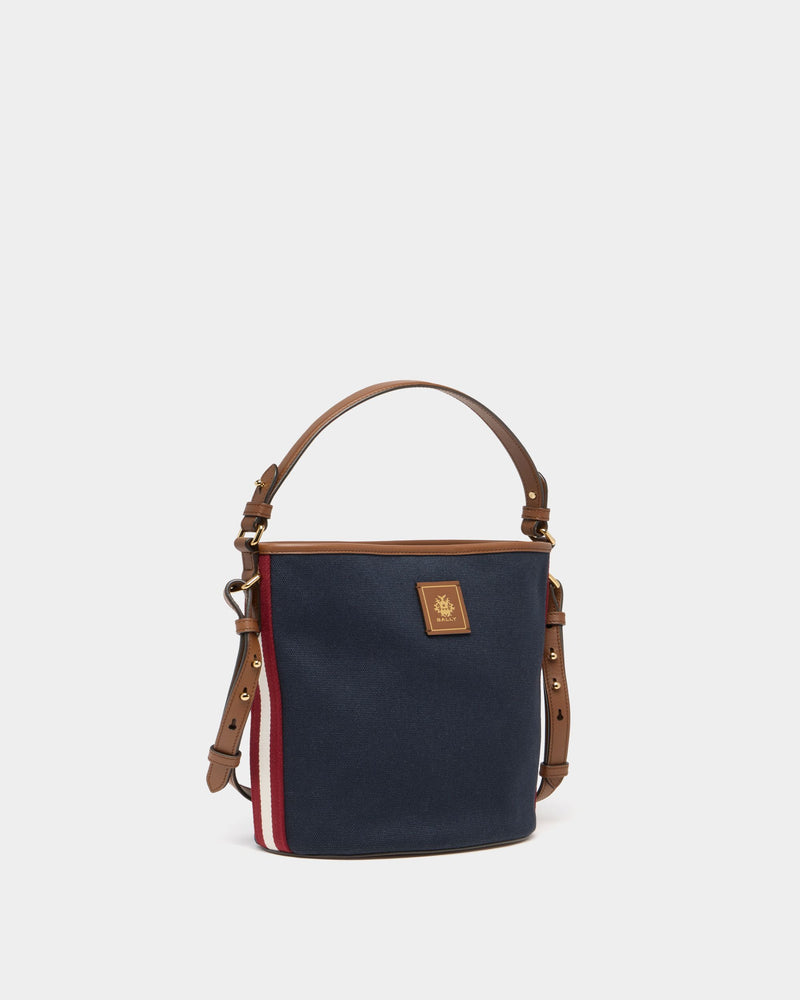 Edelbliss Bucket in Navy Blue Canvas with a Bally Ribbon