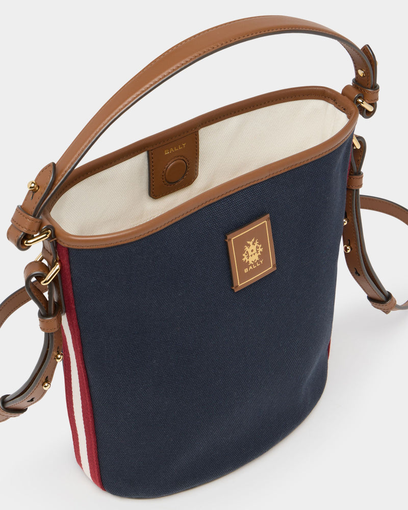 Edelbliss Bucket in Navy Blue Canvas with a Bally Ribbon