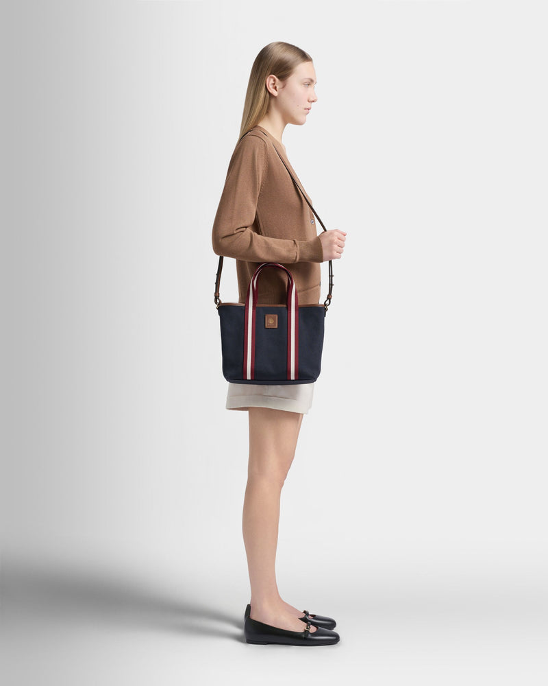Edelbliss Tote Bag in Navy Blue Canvas with a Bally Ribbon