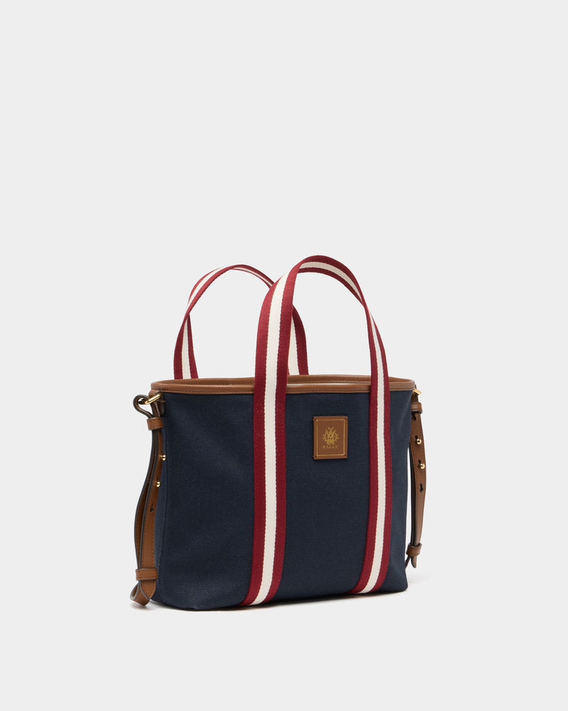 Edelbliss Tote Bag in Navy Blue Canvas with a Bally Ribbon