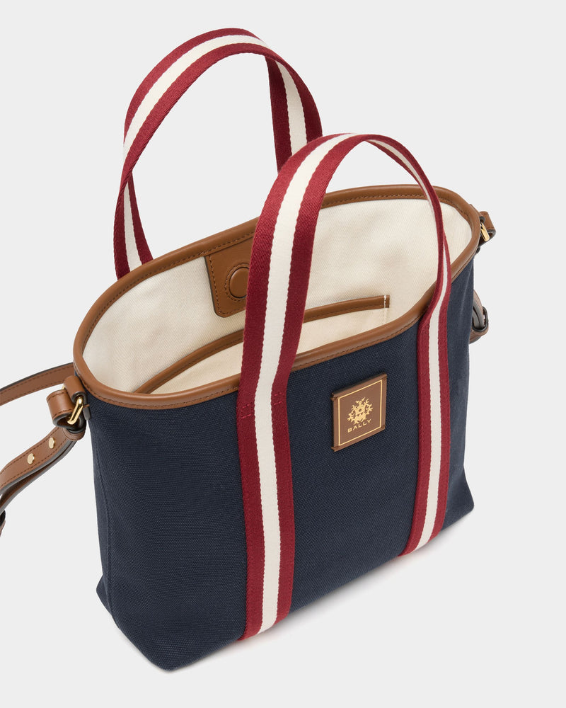 Edelbliss Tote Bag in Navy Blue Canvas with a Bally Ribbon