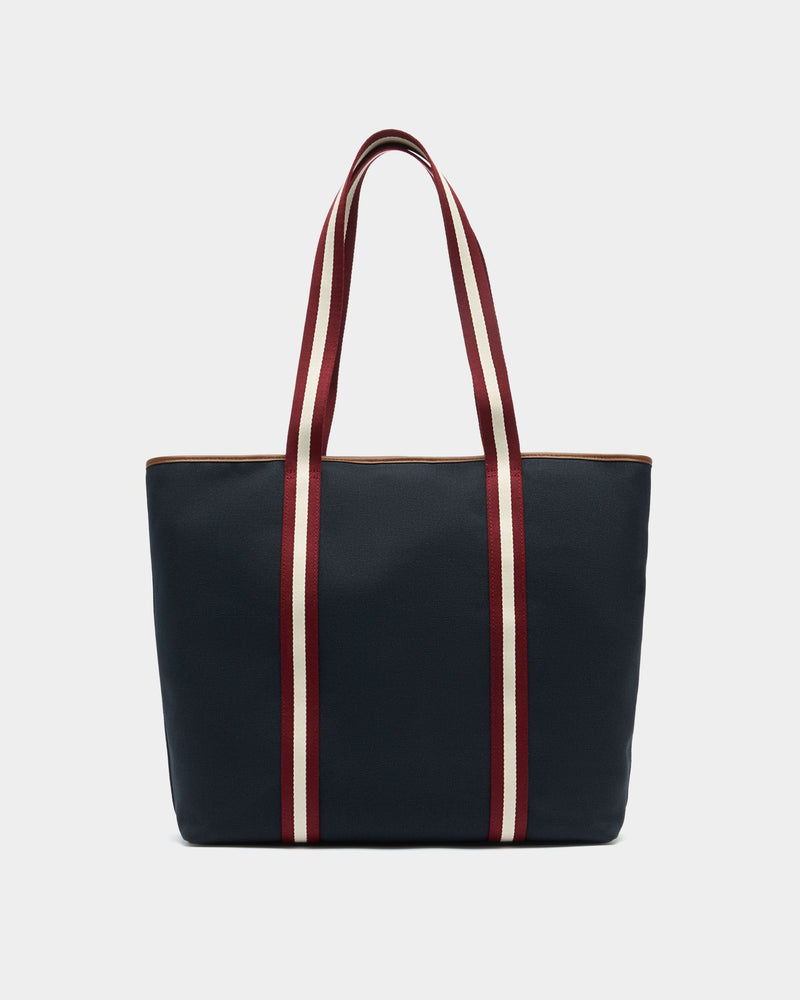 Edelbliss Tote Bag in Navy Blue Canvas with Bally Ribbon
