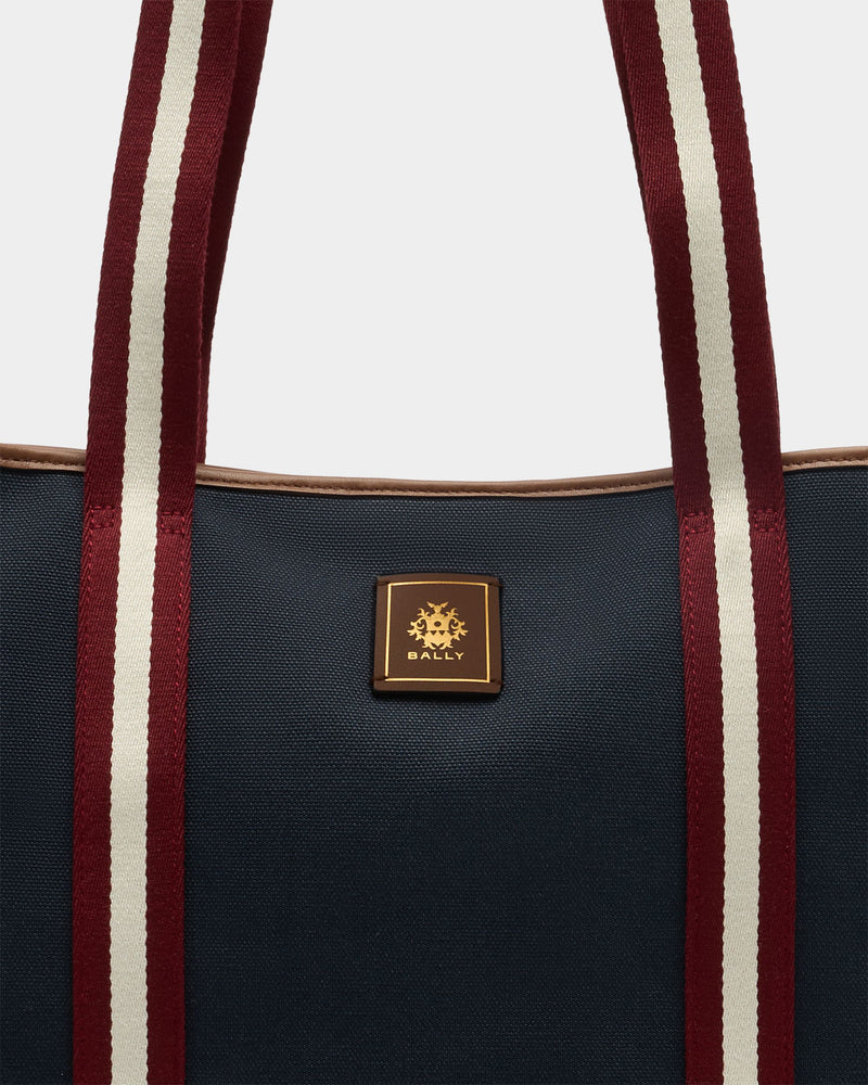 Edelbliss Tote Bag in Navy Blue Canvas with Bally Ribbon