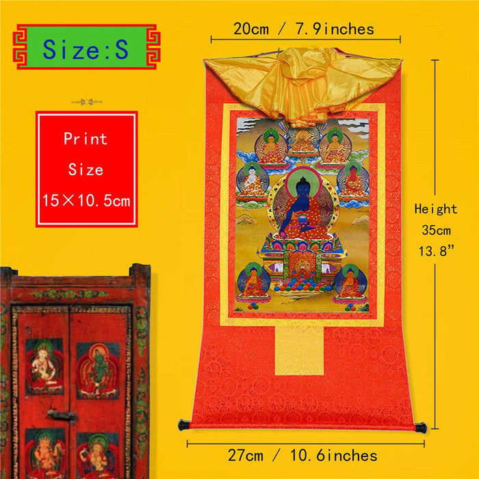 Eight Forms of Bhaisajyaguru-Medicine Buddha - Tibetan thangka painting, view 6