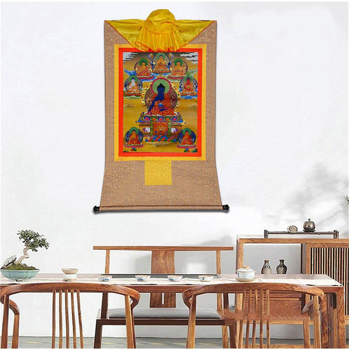 Eight Forms of Bhaisajyaguru-Medicine Buddha - Tibetan thangka painting, view 7