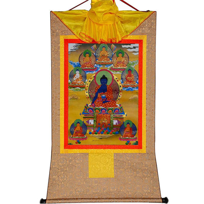 Eight Forms of Bhaisajyaguru-Medicine Buddha - Tibetan thangka painting, view 8