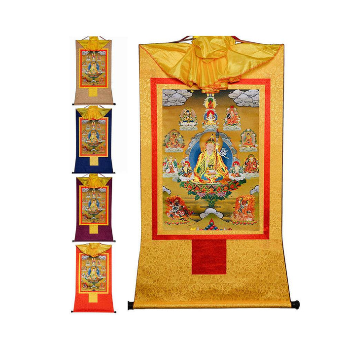 Eight Manifestations of Guru Rinpoche - Tibetan thangka painting, front view